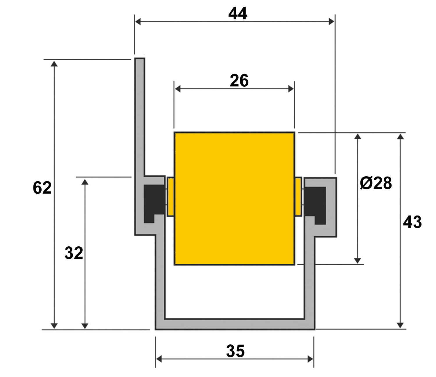 Dimensões do trilho roletado flow rack com ABA para 65 quilos.