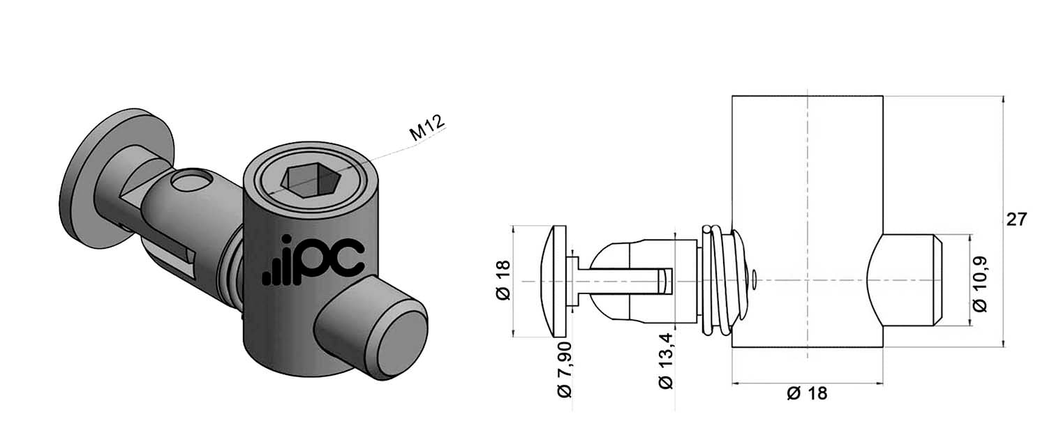 Conector Rápido com Cabeça Articulada - Perfil Base 40 - Canal 8 Milímetros