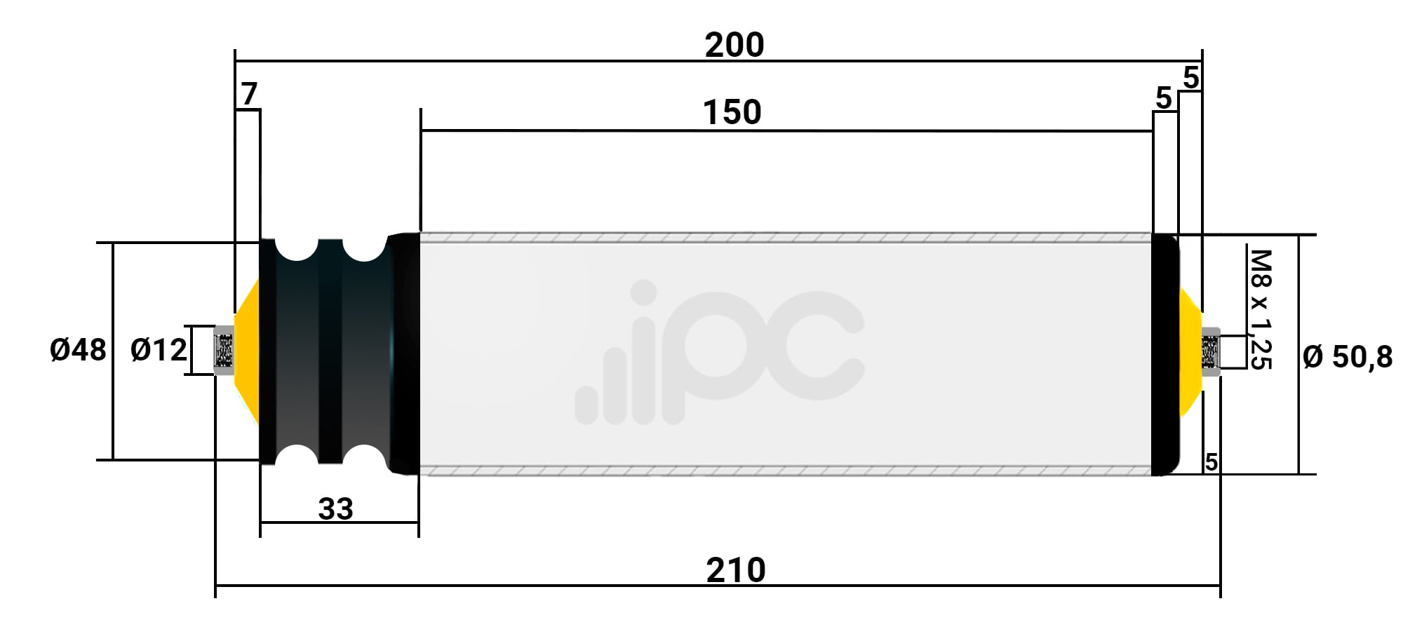 Rolete de Aço com polia Poly Cord de nylon, diâmetro de 50,8 milímetros, capacidade de carga de rolagem 30 quilos por rolete.