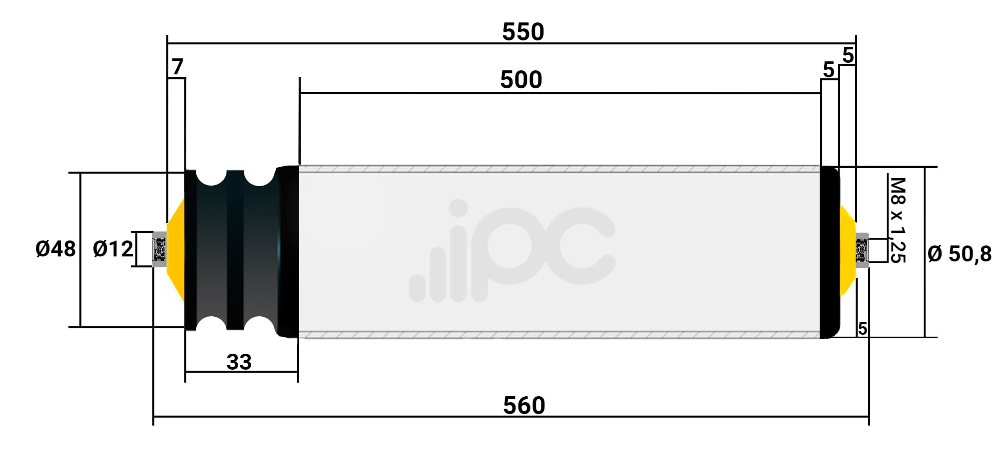 Rolete de Aço com polia Poly Cord de nylon, diâmetro de 50,8 milímetros, capacidade de carga de rolagem 30 quilos por rolete.