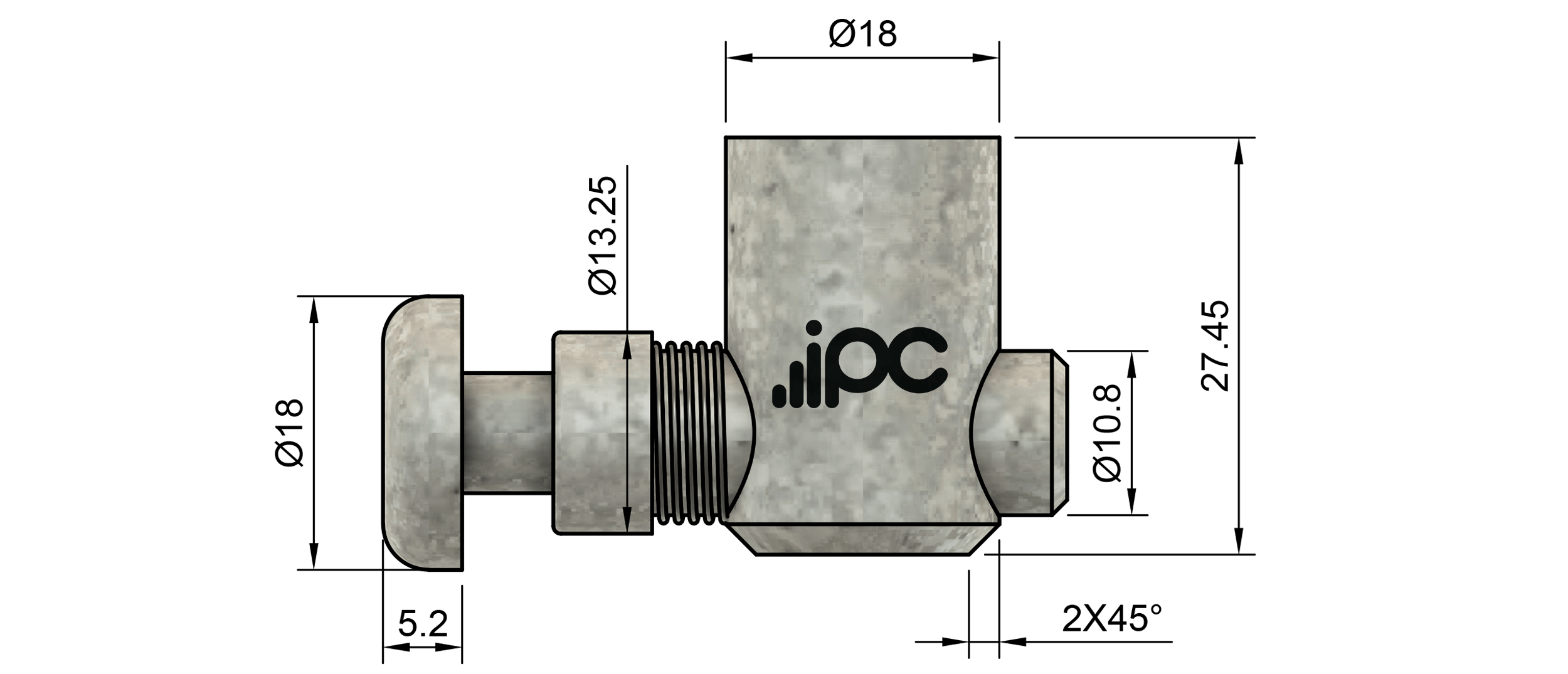 Conector Universal Central - Topo Face - Perfil Base 40 - Canal 8 Milímetros