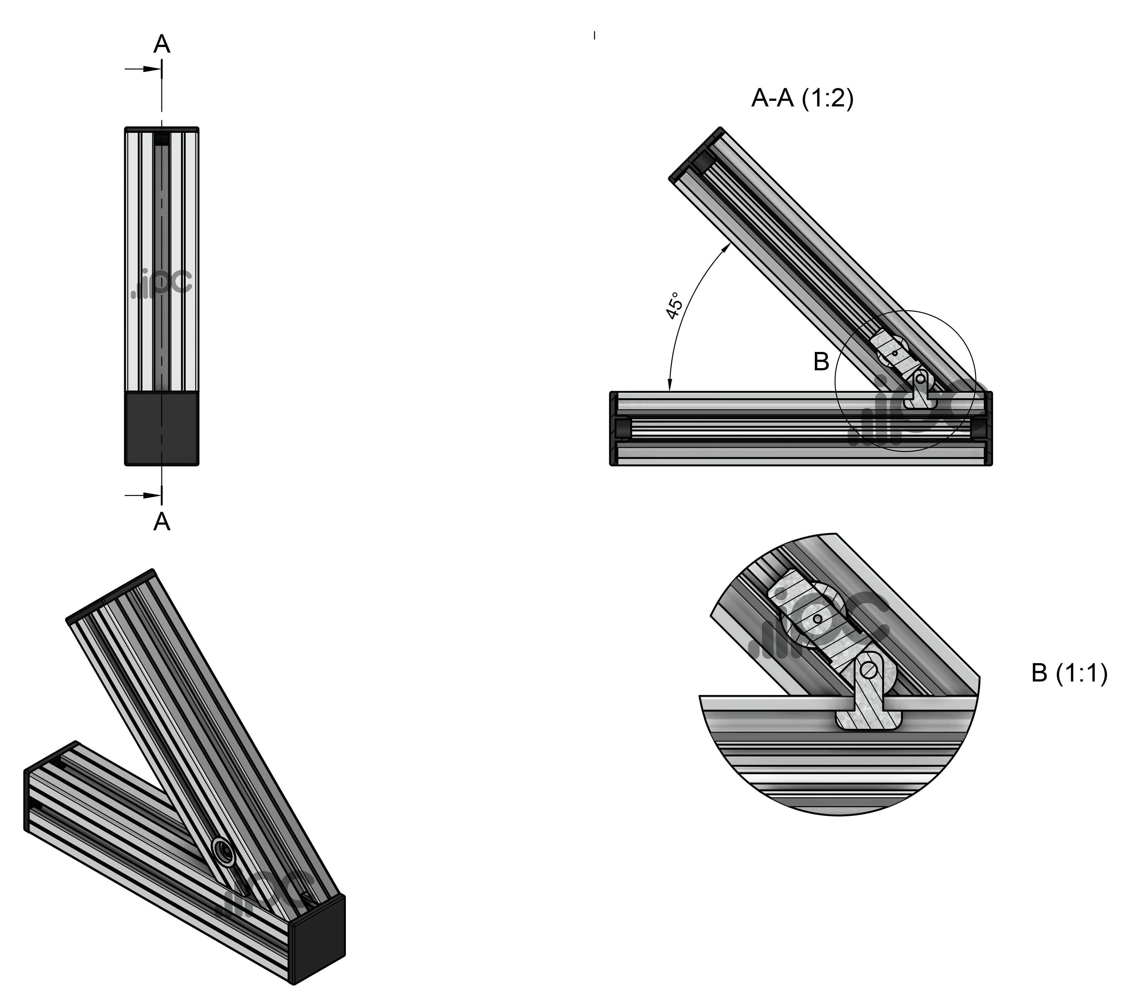 Exemplo de uso do conector com cabeça articulada