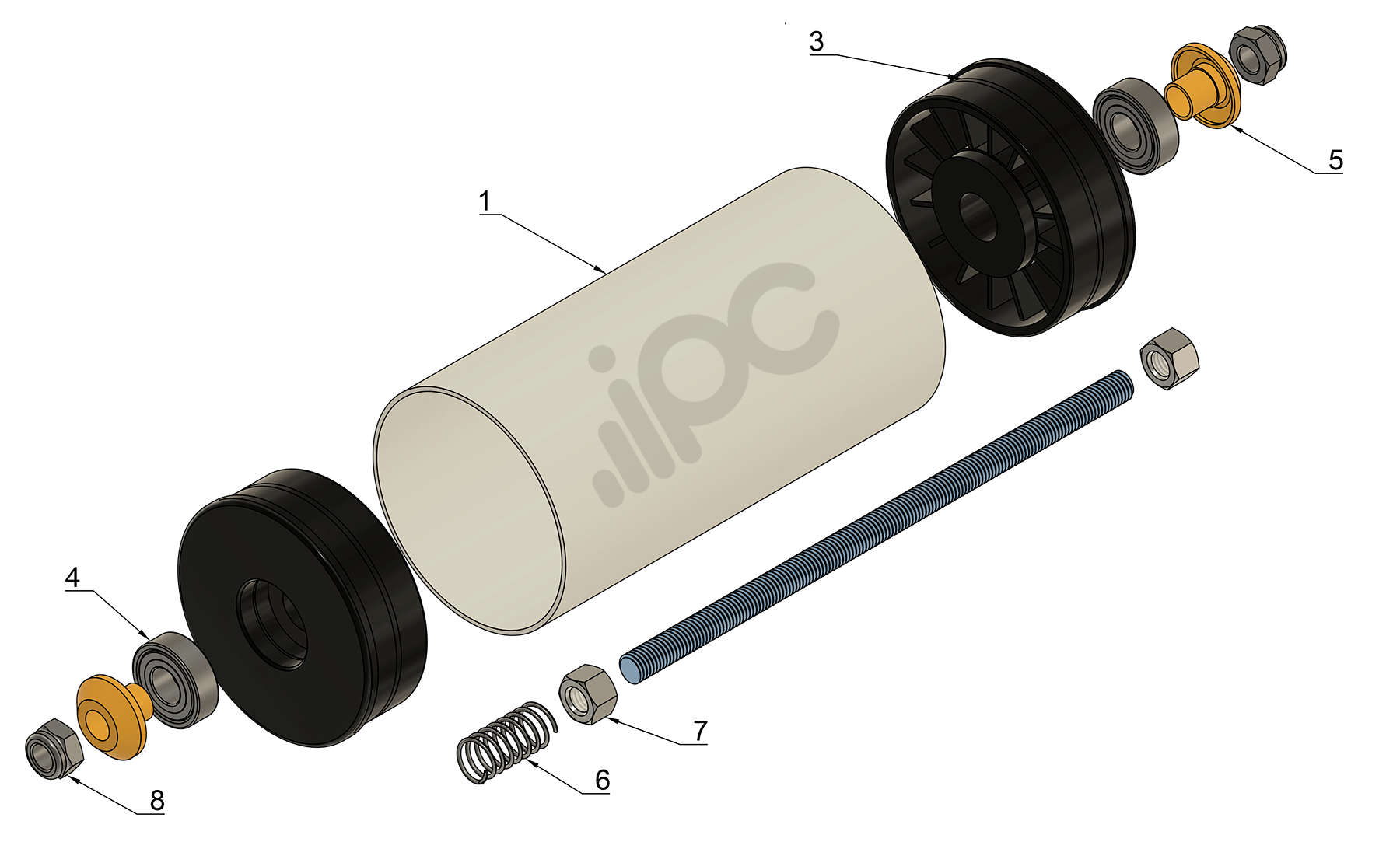 Informações adicionais sobre o rolete de PVC com diâmetro de 101,6 milimetros