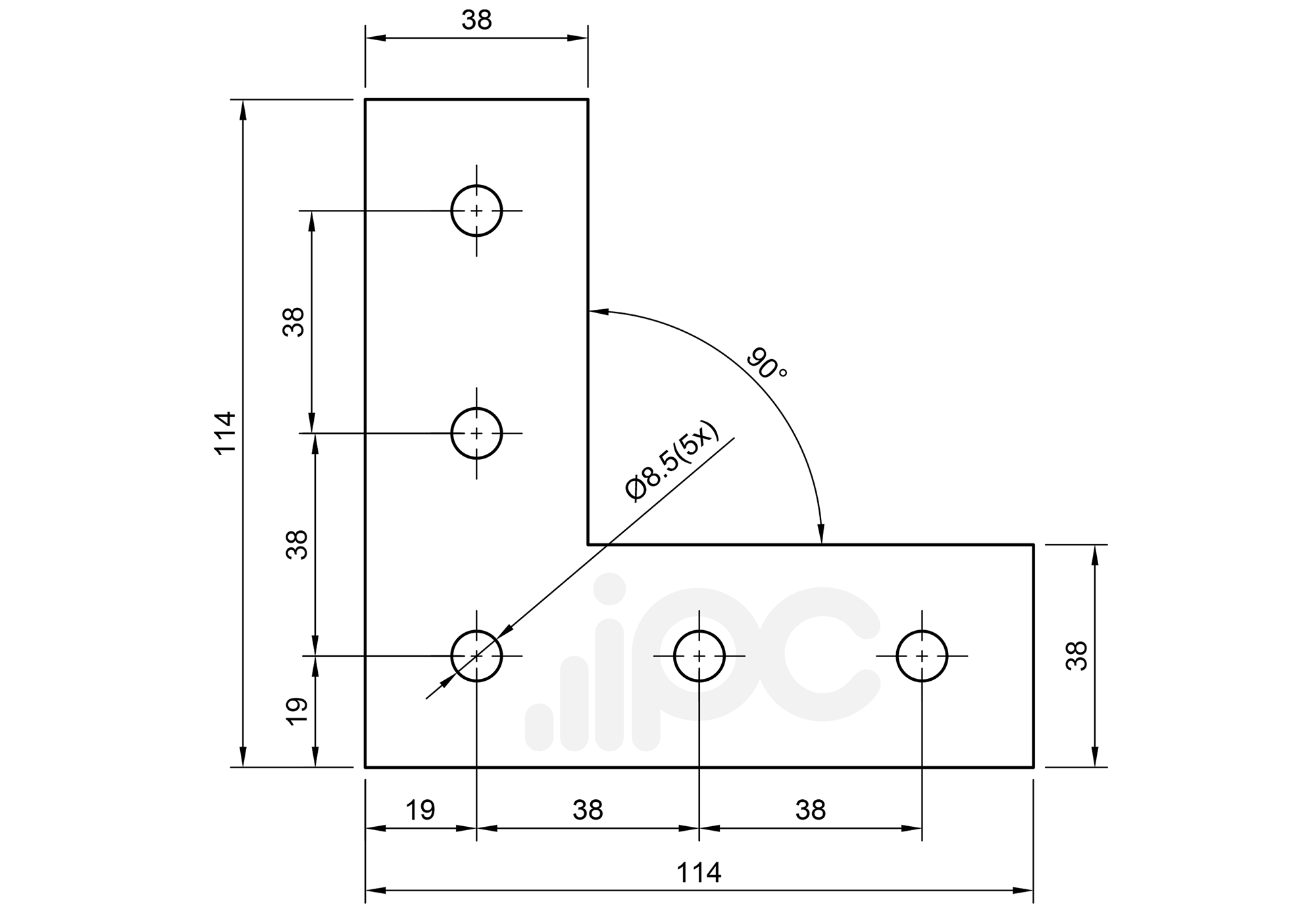 Placa de Conexão L para Perfil Estrutural em Alumínio - Base 40