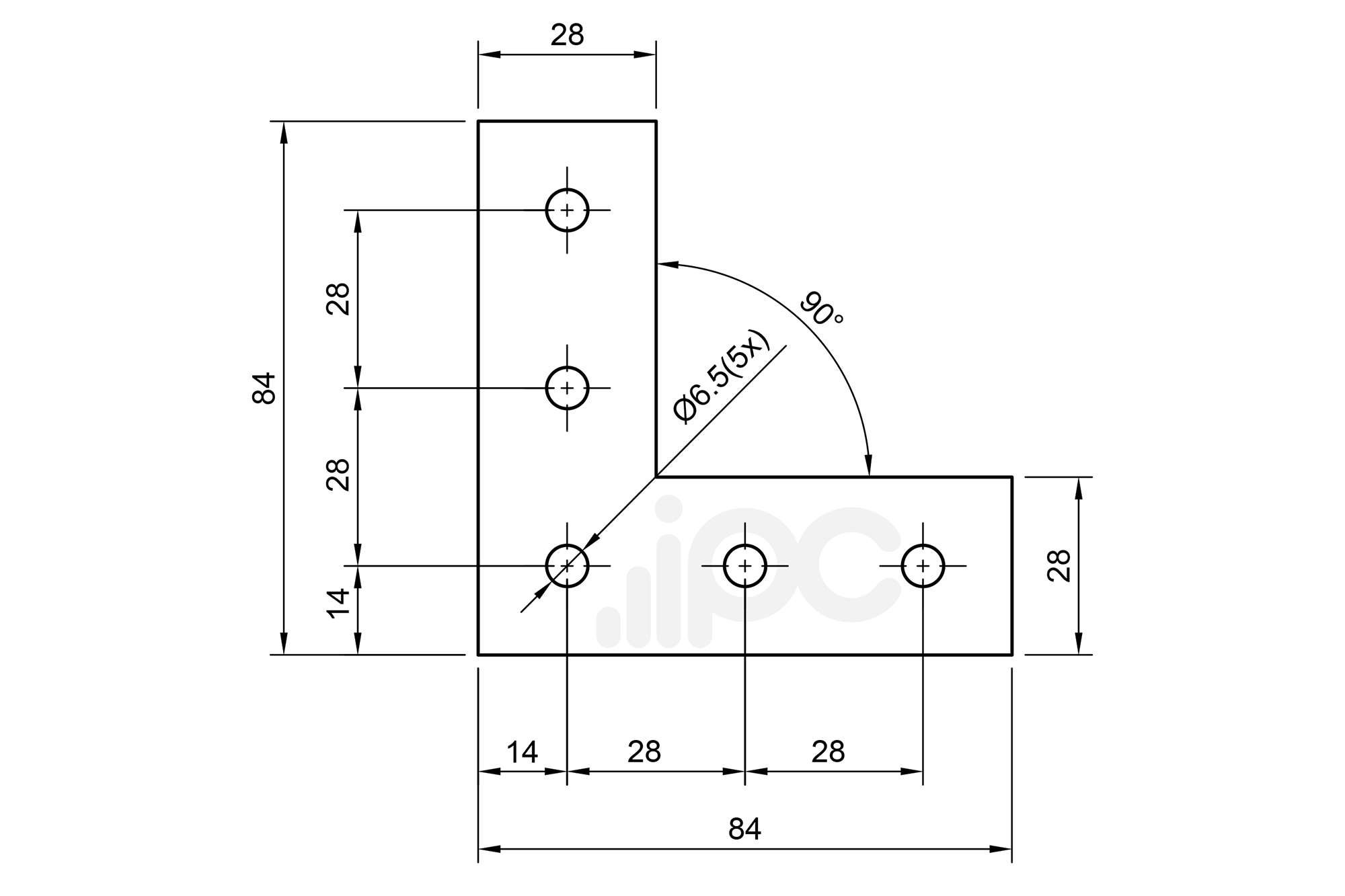 Placa de Conexão L para Perfil Estrutural em Alumínio - Base 30