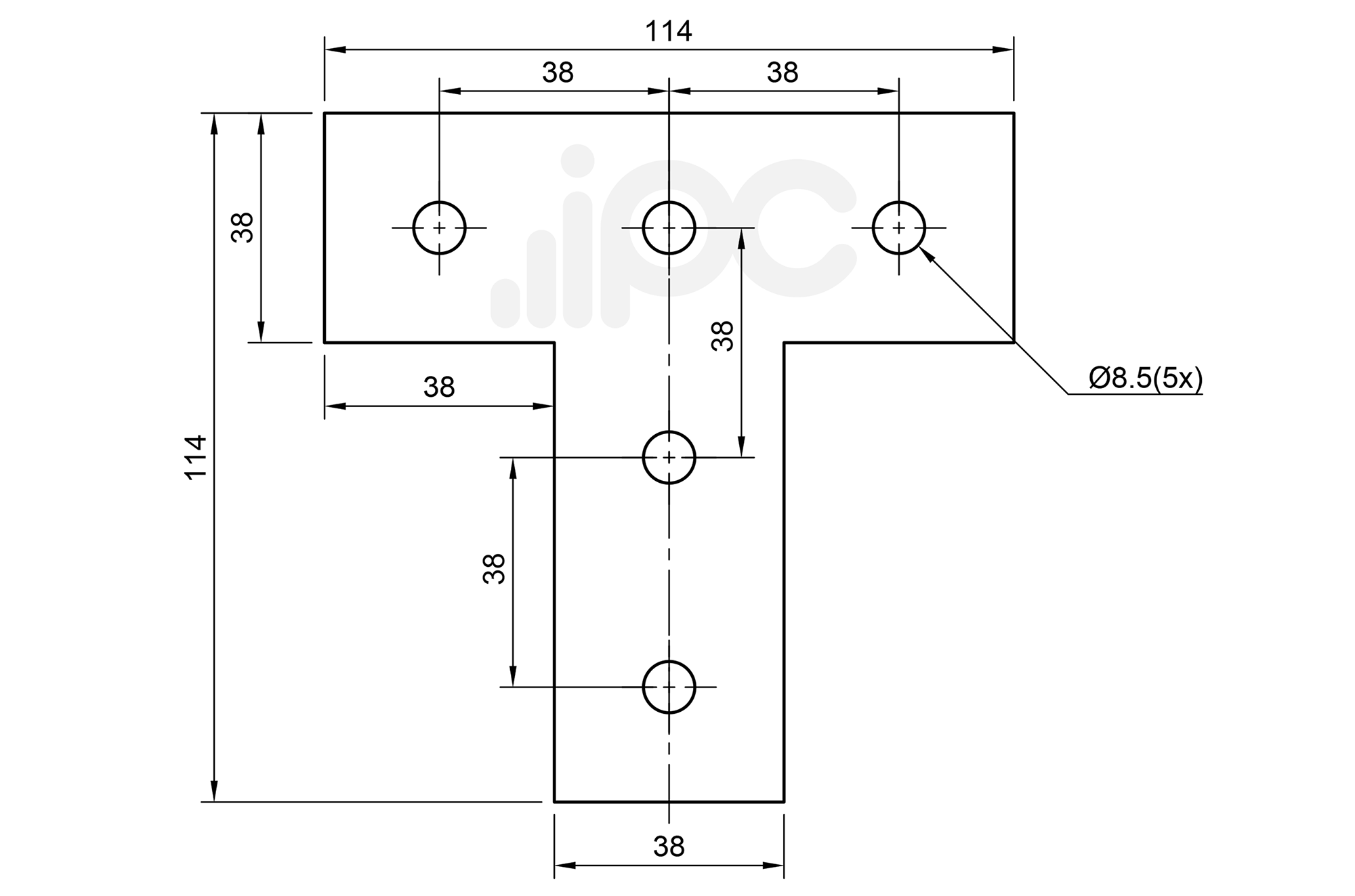 Placa de Conexão T para Perfil Estrutural em Alumínio - Base 40