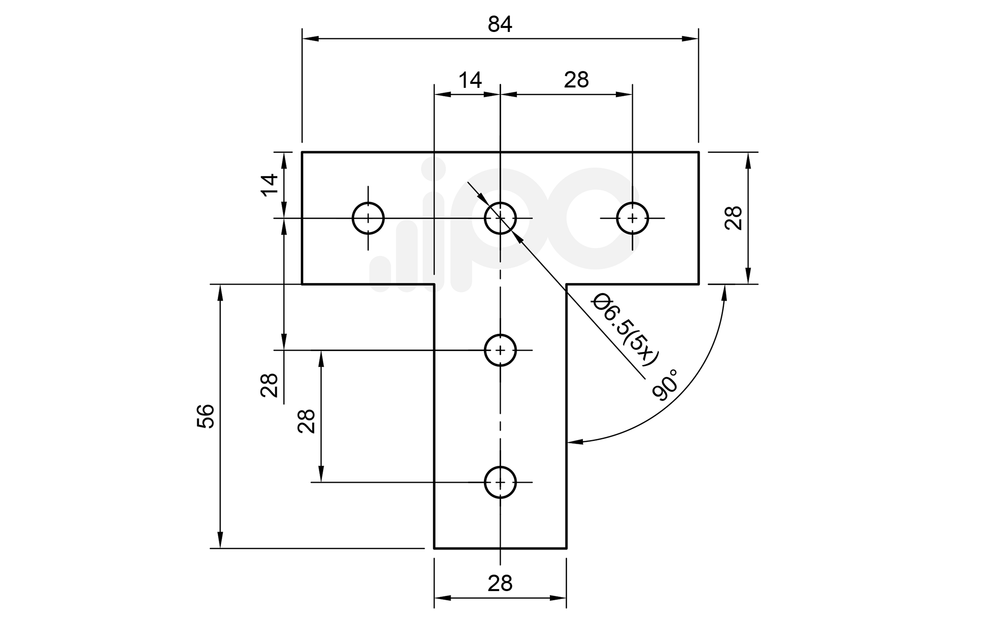 Placa de Conexão T para Perfil Estrutural em Alumínio - Base 30