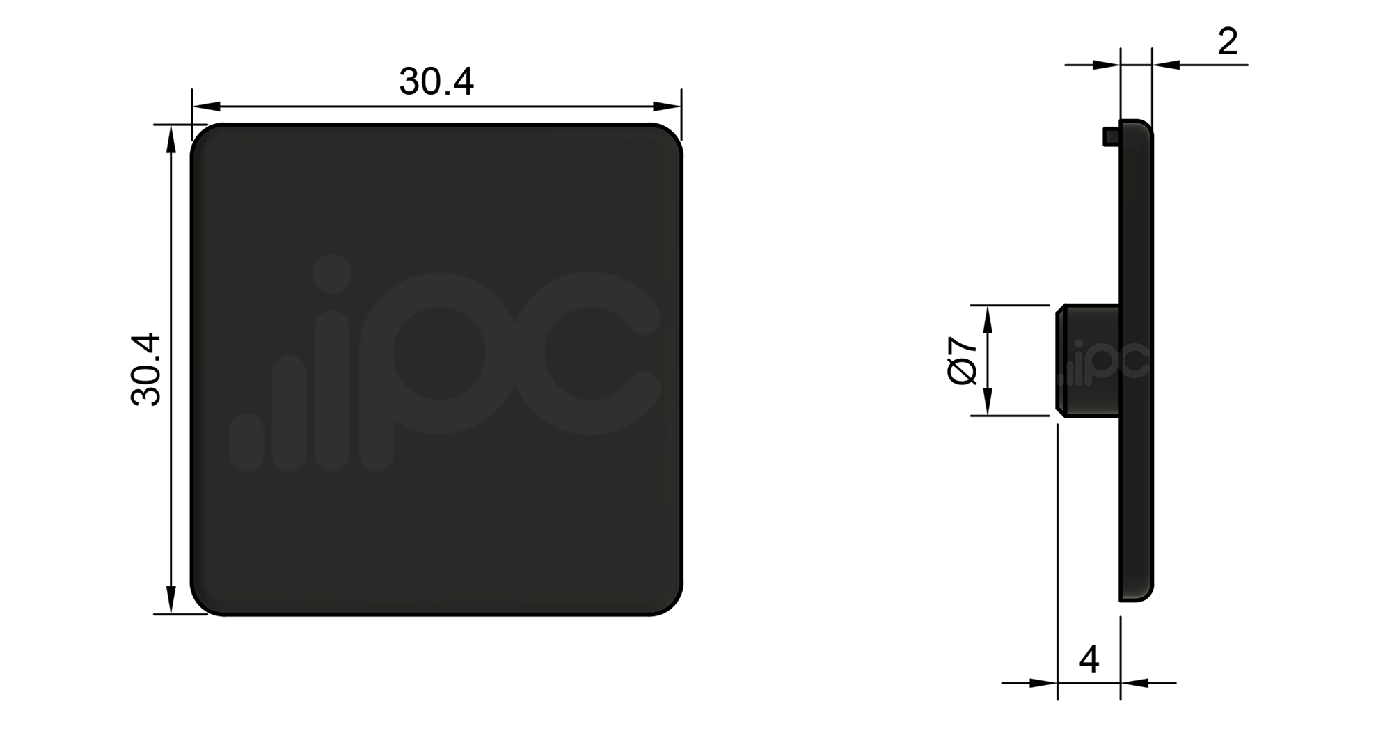 Tampa de Acabamento para Perfil Estrutural em Alumínio - Perfil Base 30 x 30 - Centro 7 mm