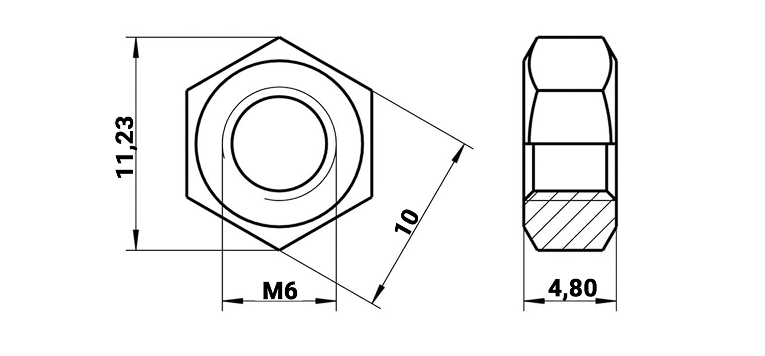 Kit de Porca Sextava M6 - Passo da Rosca 1,00 mm - Chave 10 - Zincado Branco - Classe 8