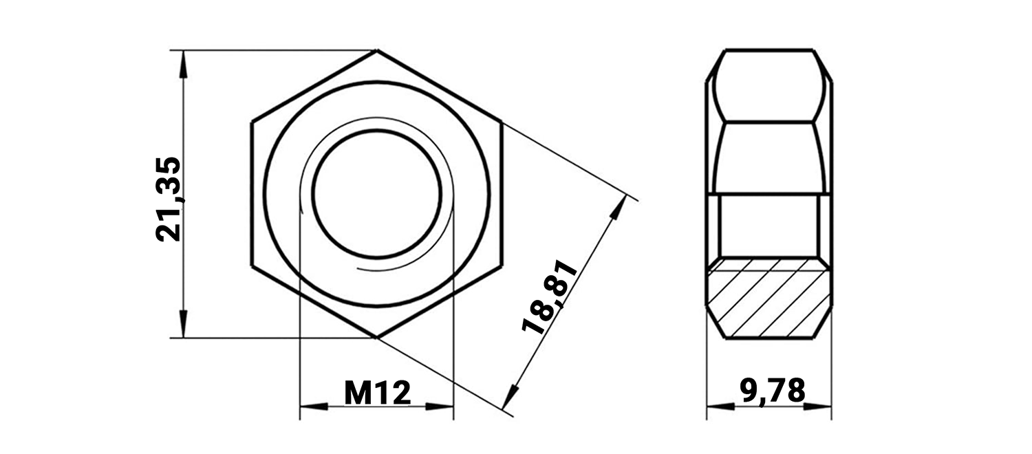 Kit de Porca Sextava M12 - Passo da Rosca 1,75 mm - Chave 19 - Zincado Branco - Classe 8