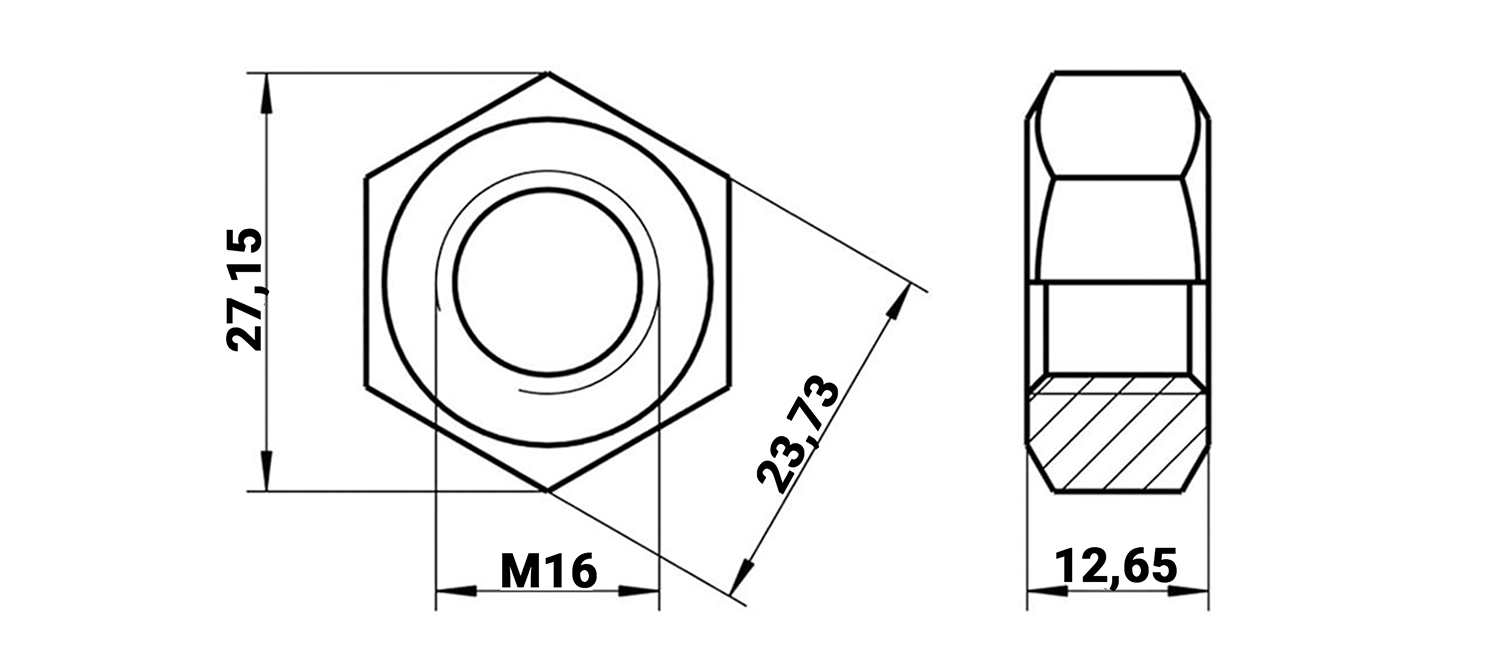 Kit de Porca Sextava M16 - Passo da Rosca 2,00 mm - Chave 24 - Zincado Branco - Classe 8