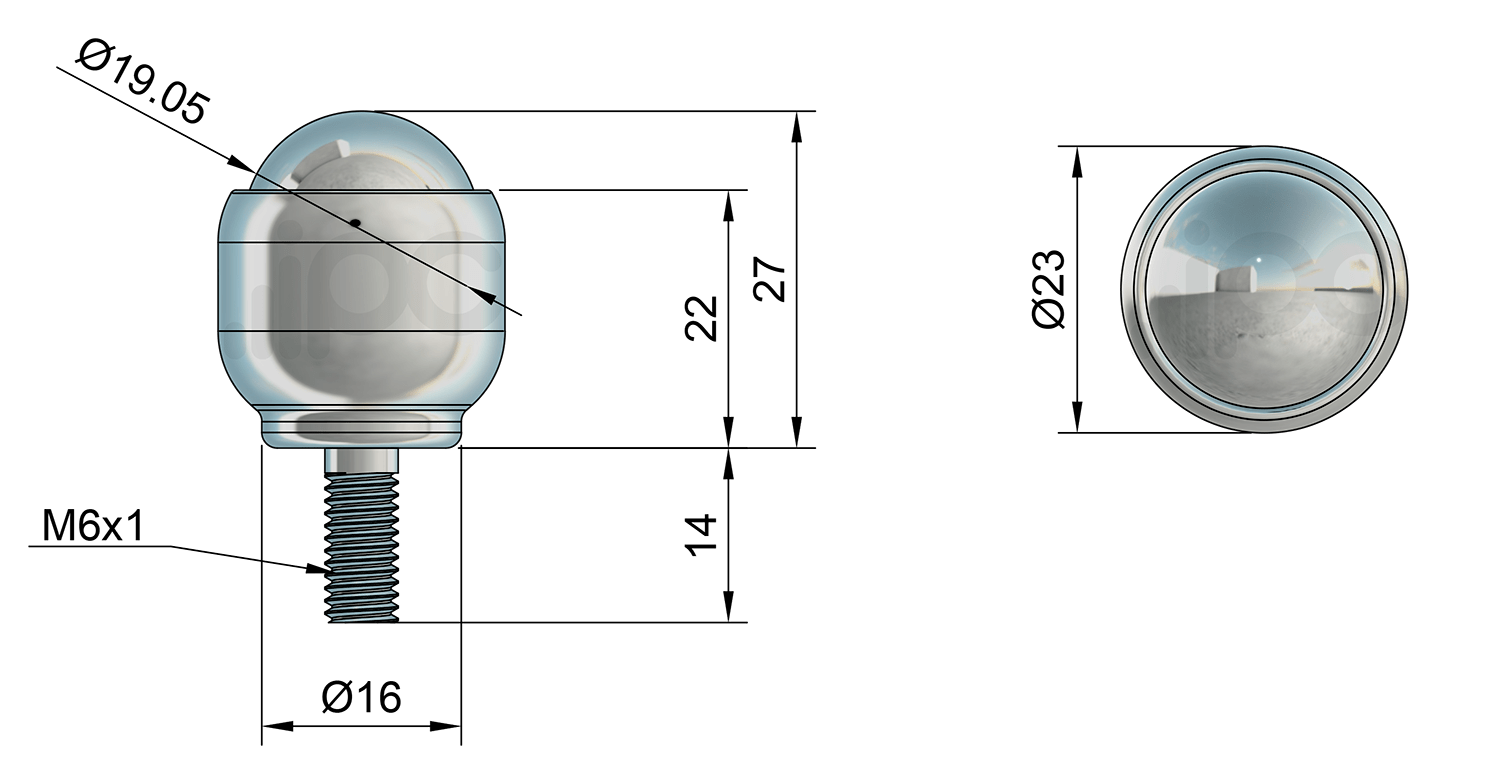 Desenho tecnico da esfera transferidora de aço 432