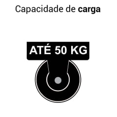 Rodizio Giratório - Com Placa e Freio - Roda de PVC preto - Diâmetro 50 mm - Capacidade 50 kgf