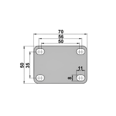 Rodizio Giratório - Com Placa e Freio - Roda de PVC preto - Diâmetro 50 mm - Capacidade 50 kgf