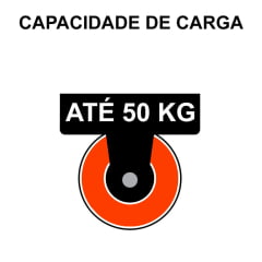 Rodizio Giratório - Com Placa e Freio - Roda de PVC laranja - Diâmetro 50 mm - Capacidade 50 kgf
