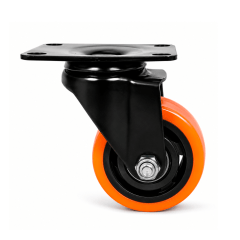 Rodizio Giratório - Com Placa - Roda de PVC Laranja - Diâmetro 3 Polegadas - Capacidade 80 kgf