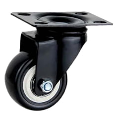 Rodizio Giratório - Com Placa - Roda de PVC Preto - Diâmetro 50 mm - Capacidade 50 kgf