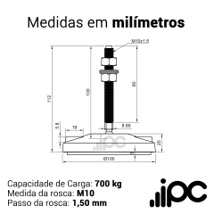 Pé Nivelador Articulado - Base 100mm 