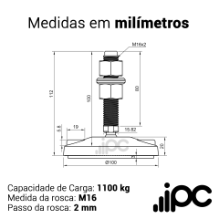 Pé Nivelador Articulado - Base 100mm 