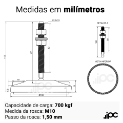Pé Nivelador Articulado - Base 100mm