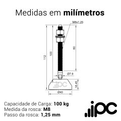 Pé Nivelador Articulado - Base 40mm 