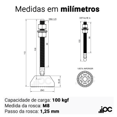 Pé Nivelador Articulado - Base 40mm
