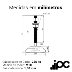 Pé Nivelador Articulado - Base 60mm 