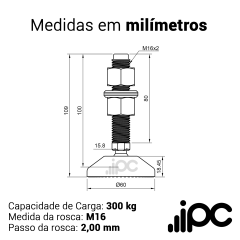 Pé Nivelador Articulado - Base 60mm 