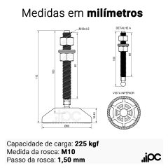 Pé Nivelador Articulado - Base 60mm
