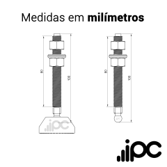Pé Nivelador Articulado - Base 60mm 