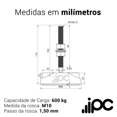 Pé Nivelador Articulado - Base 80mm 