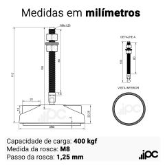 Pé Nivelador Articulado - Base 80mm