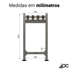 Esteira Flow Rack  - Comprimento 1,50 metro - Capacidade 65 Kgf