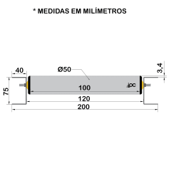 Pista de Rolete Livre com 1,00 metro - Roletes de [PVC]