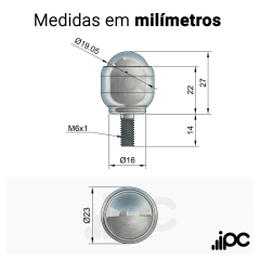 Esfera 432 - Aço Cromo - para 20 Kgf