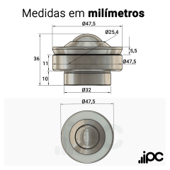 Esfera 450 - Aço Cromo - para 200 Kgf