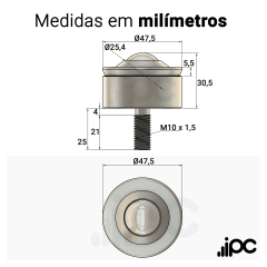 Esfera 451 - Aço Cromo - para 200 Kgf