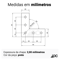 Placa de Conexão L para Perfil Estrutural em Alumínio - Base 30