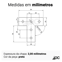Placa de Conexão T para Perfil Estrutural em Alumínio - Base 30