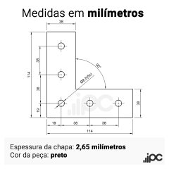 Placa de Conexão L para Perfil Estrutural em Alumínio - Base 40