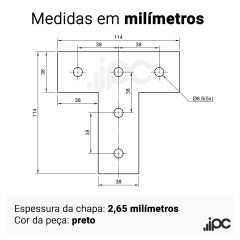 Placa de Conexão T para Perfil Estrutural em Alumínio - Base 40