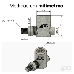 Conector com Pino Roscado - Perfil Base 40