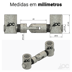 Conector Corpo Articulado - Perfil Base 40