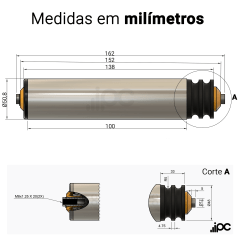 Rolete de Aço - Poly Cord - 2 Canais - Diâmetro de 50,8 mm - Comprimento útil de 100 mm