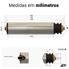 Rolete de Aço - Poly Cord - 2 Canais - Diâmetro de 50,8 mm - Comprimento útil de 400 mm