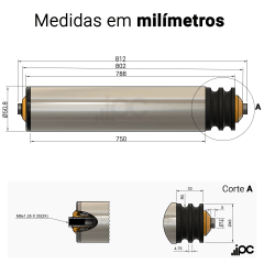 Rolete de Aço - Poly Cord - 2 Canais - Diâmetro de 50,8 mm - Comprimento útil de 750 mm