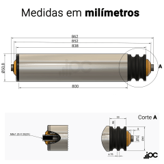 Rolete de Aço - Poly Cord - 2 Canais - Diâmetro de 50,8 mm - Comprimento útil de 800 mm