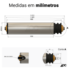 Rolete de Aço - Poly Cord - 2 Canais - Diâmetro de 50,8 mm - Comprimento útil de 950 mm