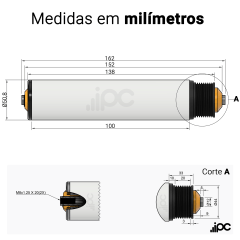 Rolete de PVC acionado - Poly Vee - Diâmetro de 50,8 mm - Comprimento útil de 100 mm