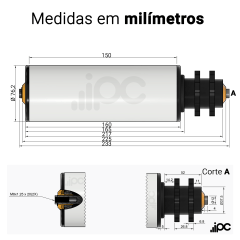 Rolete de PVC com Engrenagem Dupla - Diâmetro de 76,2 mm - Comprimento útil de 150 mm